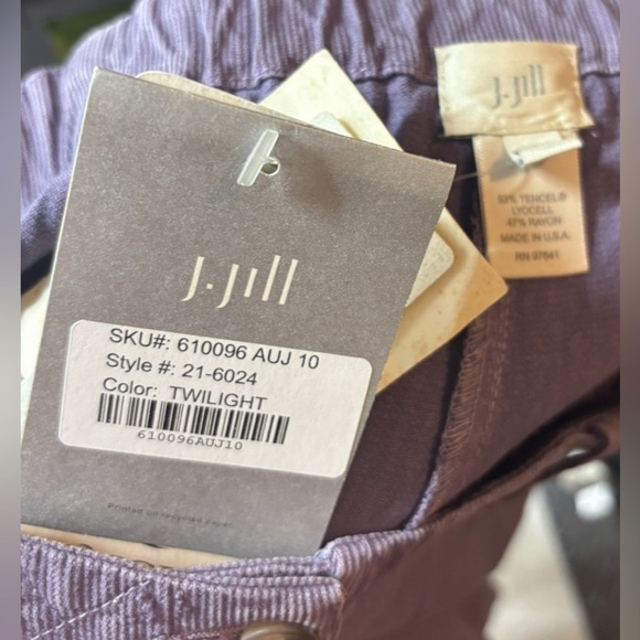 NWT J.Jill Twilight Purple Linen Trousers Relaxed Fit Straight Leg Purple 10 - Picture 3 of 3